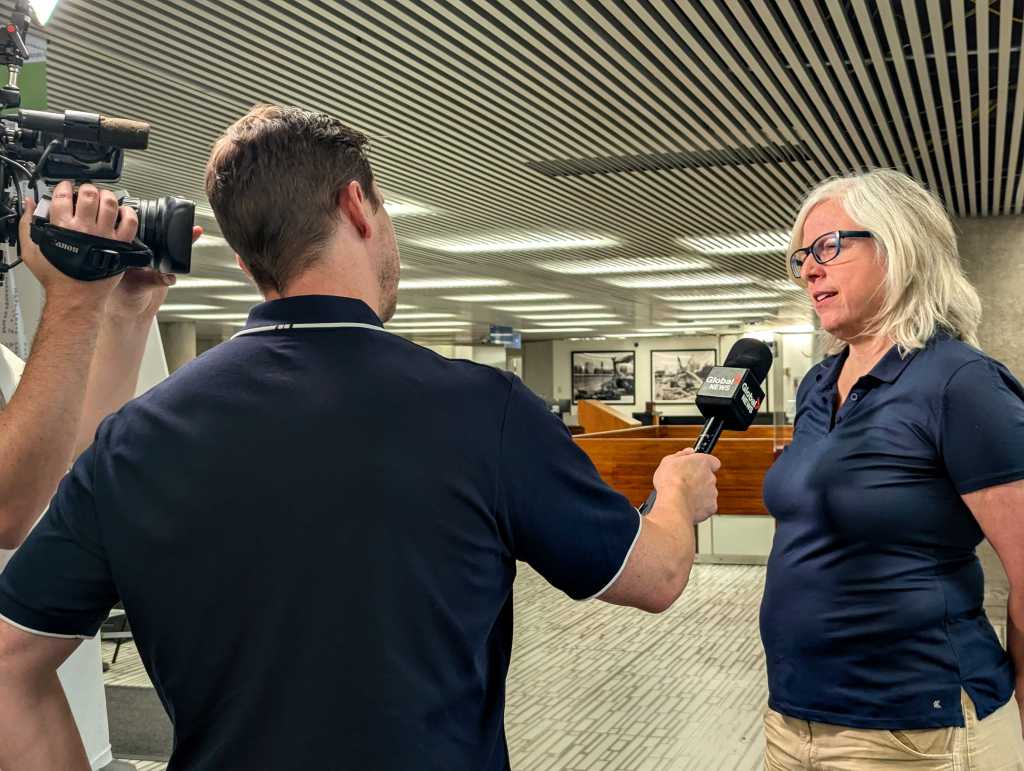A woman being interviewed by Global News